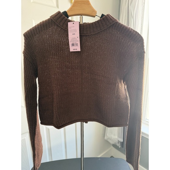 wild fable Sweaters - Wild Fable Dark Brown Cropped Knit Sweater XXS Long Sleeve